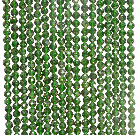 2MM Green Sandstone Gemstone Grade AAA Micro Faceted Round Loose Beads 15 inch Full Strand (80010224-A192)