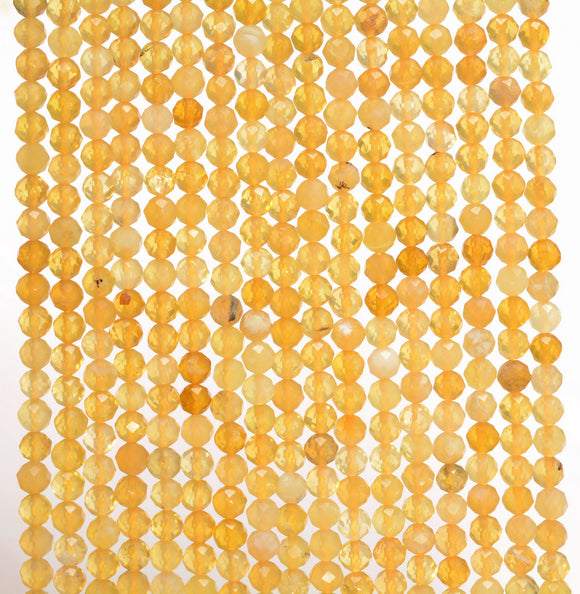 3MM Yellow Opal Gemstone Grade AAA Micro Faceted Round Loose Beads 15.5 inch Full Strand (80010225-A192)