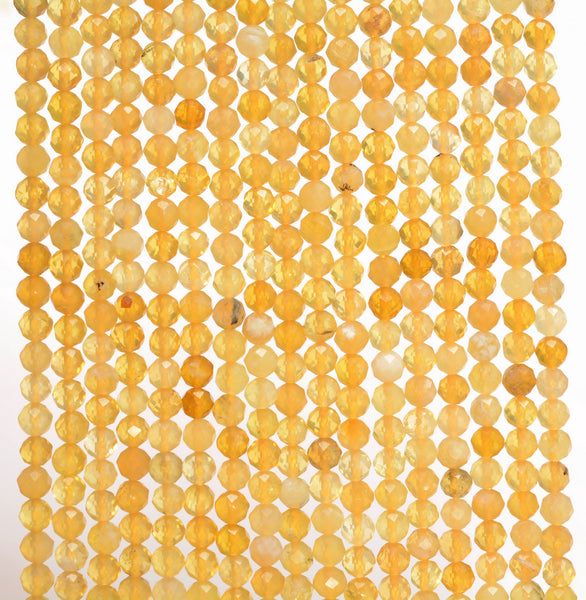 3MM Yellow Opal Gemstone Grade AAA Micro Faceted Round Loose Beads 15.5 inch Full Strand (80010225-A192)