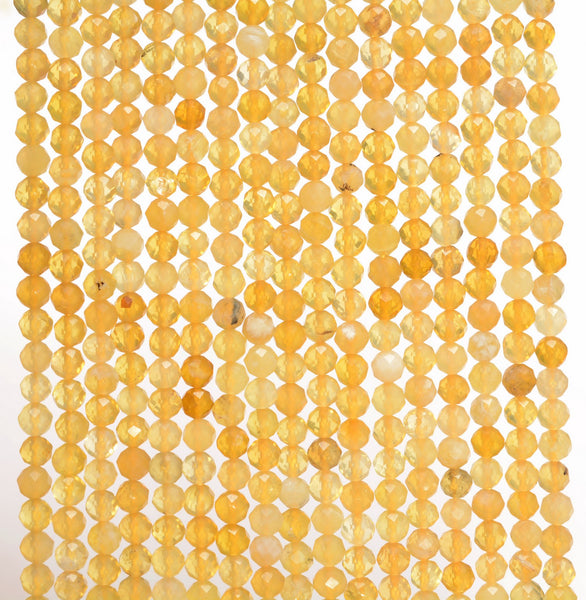 2.5MM Yellow Opal Gemstone Grade AAA Micro Faceted Round Loose Beads 15.5 inch Full Strand (80010226-A192)