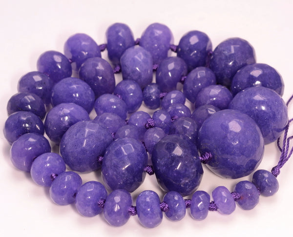 20x14-8x5MM Purple Jade Gemstone Graduated Faceted Rondelle Loose Beads 19 inch Full Strand (80010240-M41)