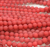 8MM Red Matte Jade Gemstone Round Loose Beads 15 inch Full Strand (80010276-M42)