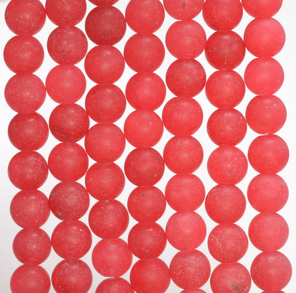 8MM Red Matte Jade Gemstone Round Loose Beads 15 inch Full Strand (80010276-M42)