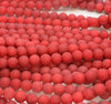 8MM Coral Red Matte Jade Gemstone Round Loose Beads 15 inch Full Strand (80010278-M42)