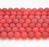 8MM Coral Red Matte Jade Gemstone Round Loose Beads 15 inch Full Strand (80010278-M42)