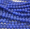 8MM Blue Matte Jade Gemstone Round Loose Beads 15 inch Full Strand (80010280-M42)