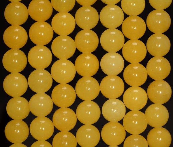 8MM Yellow Jade Gemstone Round Loose Beads 15 inch Full Strand (80010292-M43)