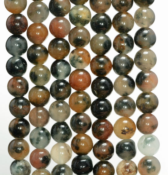 8MM Brown Jade Gemstone Round Loose Beads 15 inch Full Strand (80010297-M44)