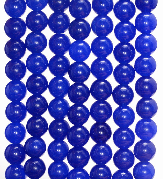 8MM Deep Blue Jade Gemstone Round Loose Beads 15 inch Full Strand (80010299-M44)