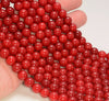 8MM Color Red Jade Gemstone Round Loose Beads 15 inch Full Strand (80010302-M44)