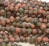 8MM Orange Brown Matte Jade Gemstone Round Loose Beads 15 inch Full Strand (80010305-M44)