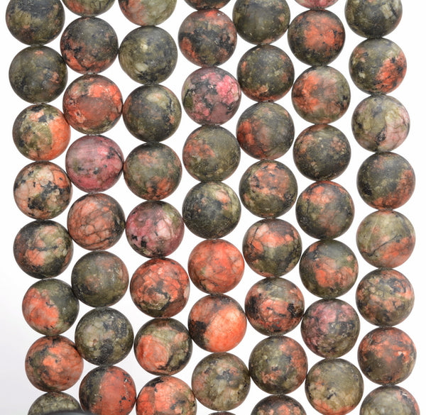 8MM Orange Brown Matte Jade Gemstone Round Loose Beads 15 inch Full Strand (80010305-M44)