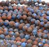 8MM Blue Orange Matte Jade Gemstone Round Loose Beads 15 inch Full Strand (80010306-M44)