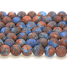 8MM Blue Orange Matte Jade Gemstone Round Loose Beads 15 inch Full Strand (80010306-M44)