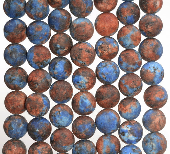 8MM Blue Orange Matte Jade Gemstone Round Loose Beads 15 inch Full Strand (80010306-M44)