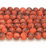 8MM Orange Matte Jade Gemstone Round Loose Beads 15 inch Full Strand (80010308-M44)