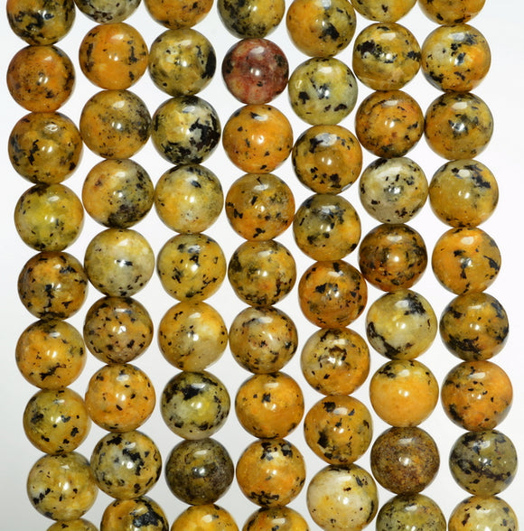 8MM Yellow Jade Gemstone Round Loose Beads 15 inch Full Strand (80010310-M45)