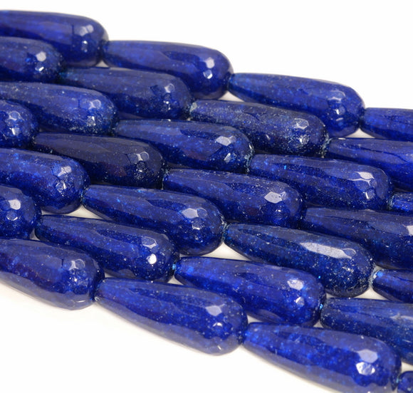 28x11MM Lapis Blue Jade Gemstone Teardrop Faceted Loose Beads 15.5 inch Full Strand (80010321-M45)