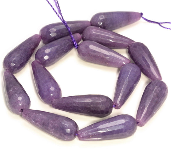 28x11MM Deep Purple Jade Gemstone Teardrop Faceted Loose Beads 15.5 inch Full Strand (80010326-M46)