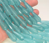 28x11MM Aqua Blue Jade Gemstone Teardrop Faceted Loose Beads 15.5 inch Full Strand (80010329-M46)