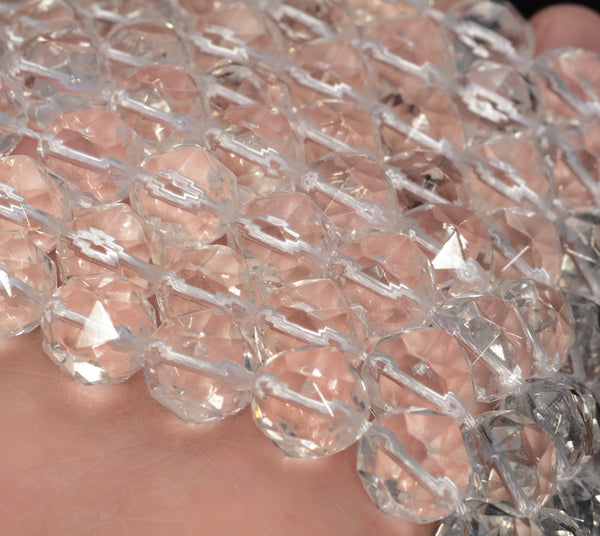 8mm Clear Quartz Rock Crystal  Gemstone Grade AAA Diamond Faceted Round Loose Beads 15.5 inch Full Strand (90187626-699)