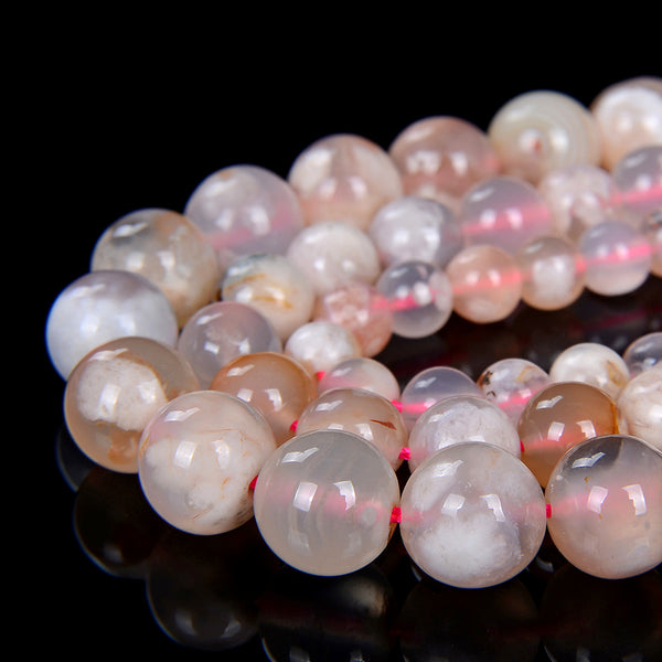 Cherry Sakura Agate Gemstone Grade AAA Round 6MM 8MM 10MM Loose Beads (D14)