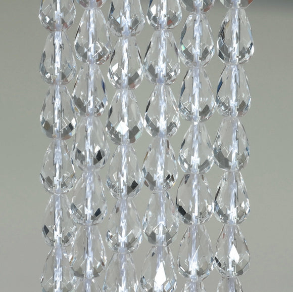 10X6mm White Rock Crystal Quartz Gemstone Grade AAA Faceted Teardrop Loose Beads 15.5 inch Full Strand (90189299-677)