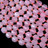 6MM Natural Madagascar Rose Quartz Gemstone Faceted Prism Double Point Cut Loose Beads (D38)