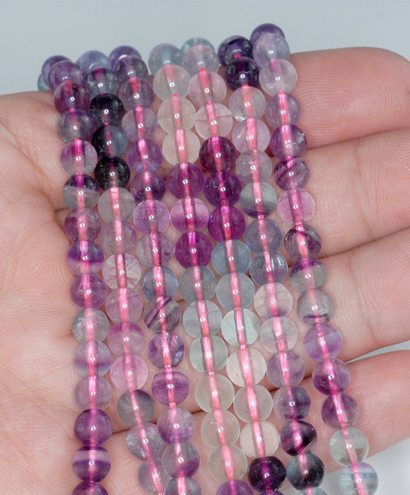 6mm Rainbow Fluorite Gemstone Grade AB Round Loose Beads 15.5 inch Full Strand (90187775-685)