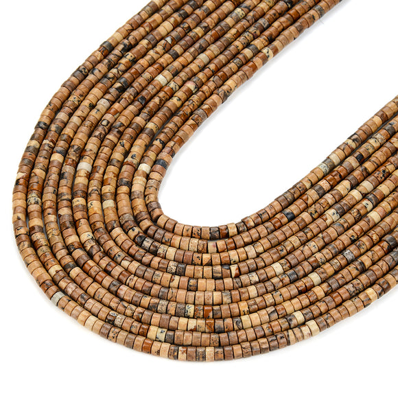 4X2MM Picture Jasper Gemstone Heishi Discs beads Loose Beads (P15)