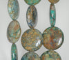 25mm Brown Green Chrysocolla Gemstone Flat Round Loose Beads 7.5 inch Half Strand (90188520-675)