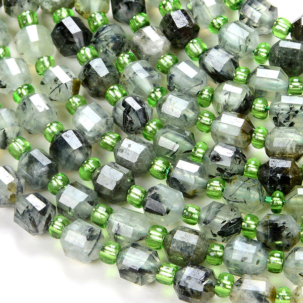 6MM Prehnite Gemstone Faceted Prism Double Point Cut Loose Beads (D112)