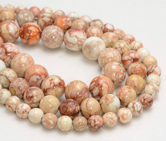 White Genuine Imperial Jasper Gemstone Round 6mm 8mm 10mm Loose Beads (A263)