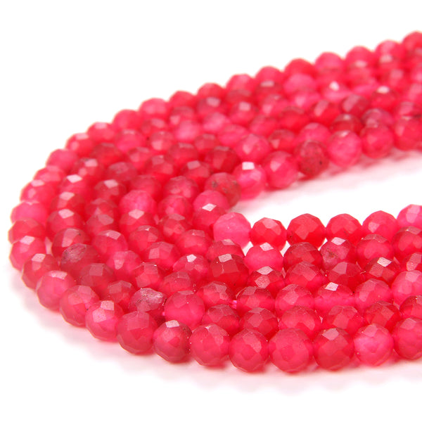 4MM Pink Jade Gemstone Grade AAA Micro Faceted Round Loose Beads 15.5 inch Full Strand (80009121-P14)