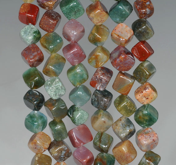 6MM Indian Agate Gemstone Square Cube Diagonal Loose Beads 15.5 inch Full Strand (90182143-A116)