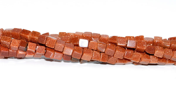 4MM Gold Sandstone Gemstone Square Cube Loose Beads 15.5 inch Full Strand (90182158-A112)