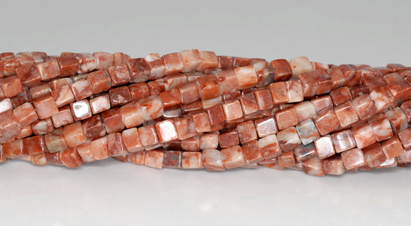 4MM Autumn Jasper Gemstone Square Cube Loose Beads 15.5 inch Full Strand (90182166-A112)