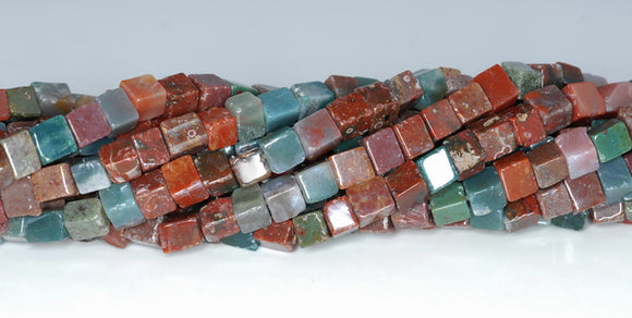 4-5MM Indian Agate Gemstone Square Cube Loose Beads 15.5 inch Full Strand (90182170-A112)