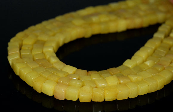 5MM Lemon Jade Gemstone Square Cube Loose Beads 15.5 inch Full Strand (90182174-A112)