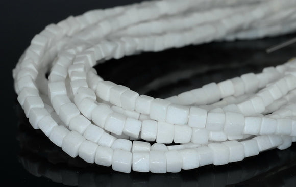 5MM White Stone Gemstone Square Cube Loose Beads 15.5 inch Full Strand (90182182-A113)