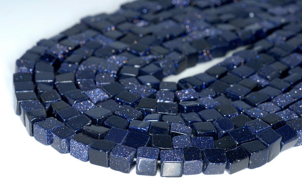 6MM Blue Sandstone Gemstone Square Cube Loose Beads 15.5 inch Full Strand (90182185-A113)