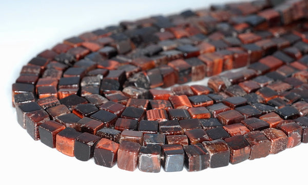 6MM Red Tiger Eye Gemstone Square Cube Loose Beads 15.5 inch Full Strand (90182186-A113)