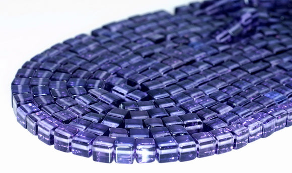 6MM Purple Glass Gemstone Square Cube Loose Beads 15.5 inch Full Strand (90182191-A113)