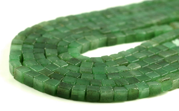 6-7MM Green Aventurine Gemstone Square Cube Loose Beads 7.5 inch Half Strand (90184176-A113)