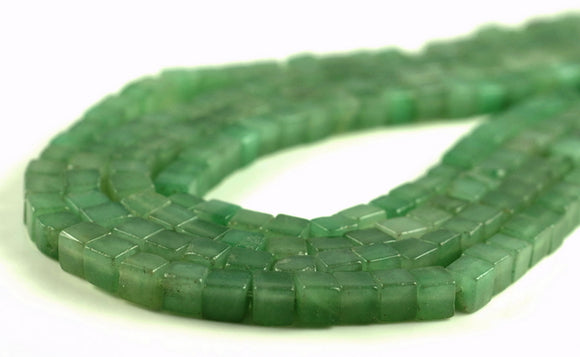 6-7MM Green Aventurine Gemstone Square Cube Loose Beads 7.5 inch Half Strand (90184177-A114)