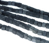 6-7MM Matte Black Stone Gemstone Square Cube Loose Beads 7.5 inch Half Strand (90182196-A114)