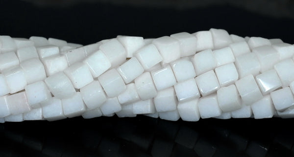 6-7MM White Stone Gemstone Square Cube Loose Beads 7.5 inch Half Strand (90184181-A114)