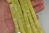 7-8MM Lemon Jade Gemstone Square Cube Loose Beads 7.5 inch Half Strand (90184182-A114)