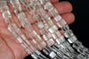 7-8MM Rock Quartz Glass Gemstone Square Cube Loose Beads 7.5 inch Half Strand (90182203-A115)