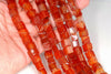 7-8MM Carnelian Agate Gemstone Square Cube Loose Beads 7.5 inch Half Strand (90182208-A115)